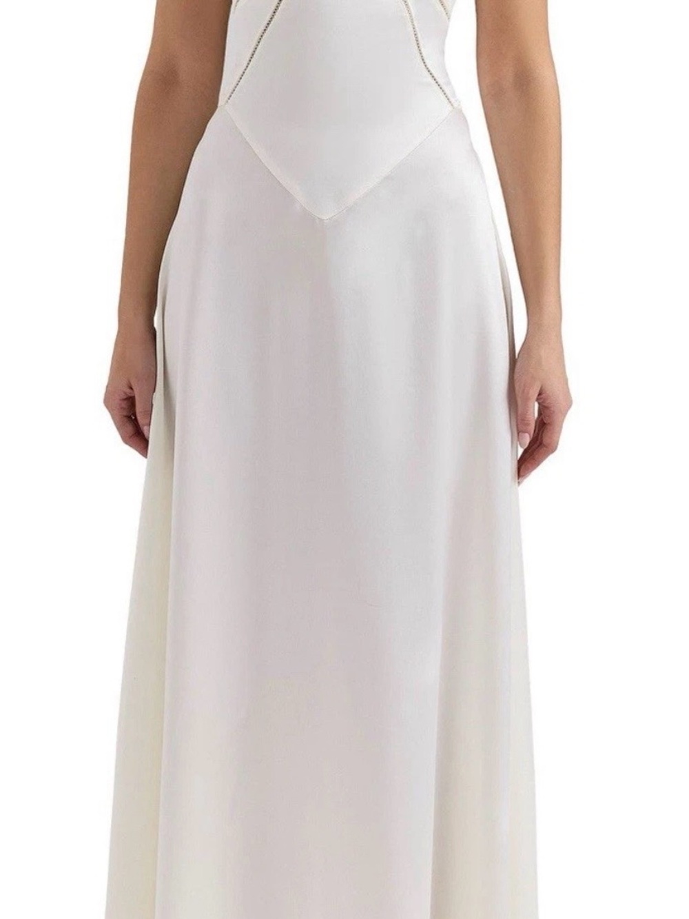 HOUSE OF CB Anabella Lace-Up Satin Ivory Gown Size Large